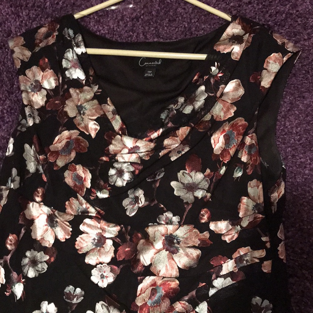 Connected Apparel Metallic Floral Dress, 14P - Picture 4 of 6